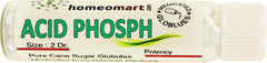 Sterile 2-dram glass vials containing Acidum Phosphoricum homeopathy pellets