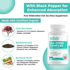 Aclivia Irish Sea Moss capsules back label - 60 count