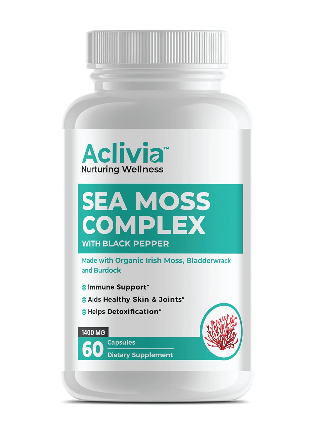 Aclivia Irish Sea Moss capsules front view - 60 count
