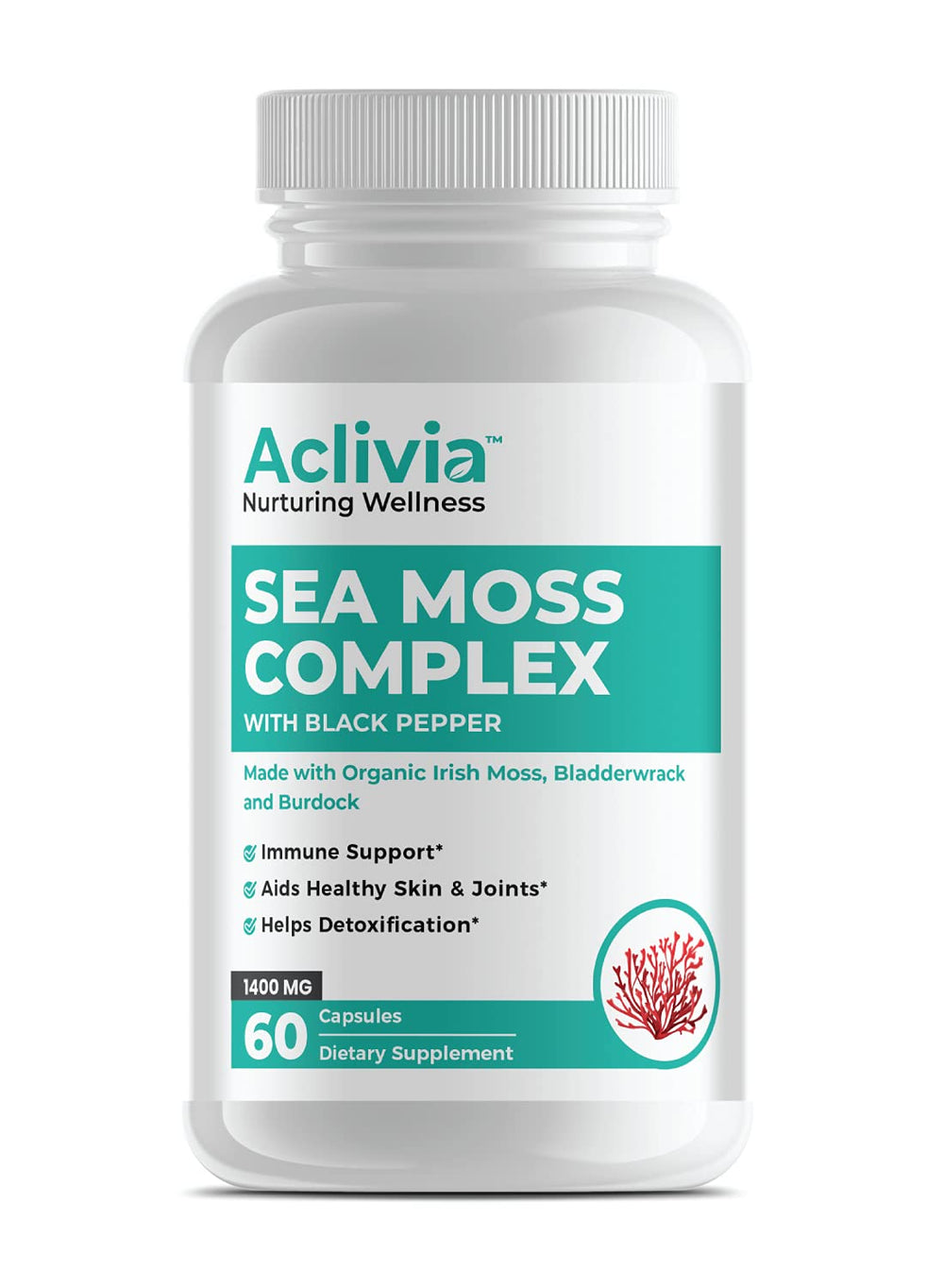 Aclivia Irish Sea Moss capsules front view - 60 count