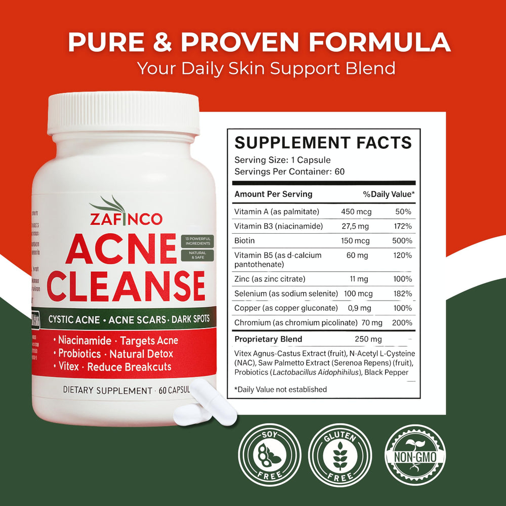 Probiotics and vitamins ingredients for clear skin