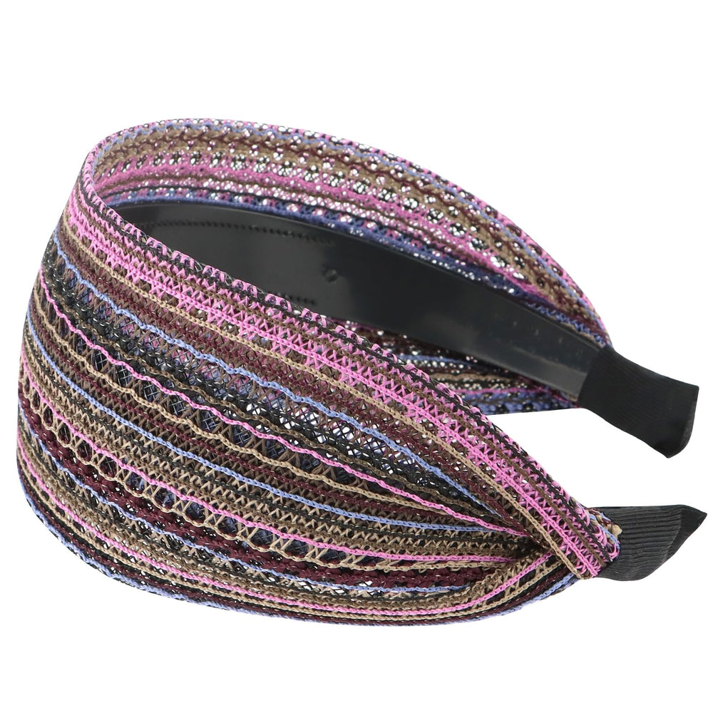 ACO-UINT Boho Headband with wide non-slip design in purple for all-day secure wear.