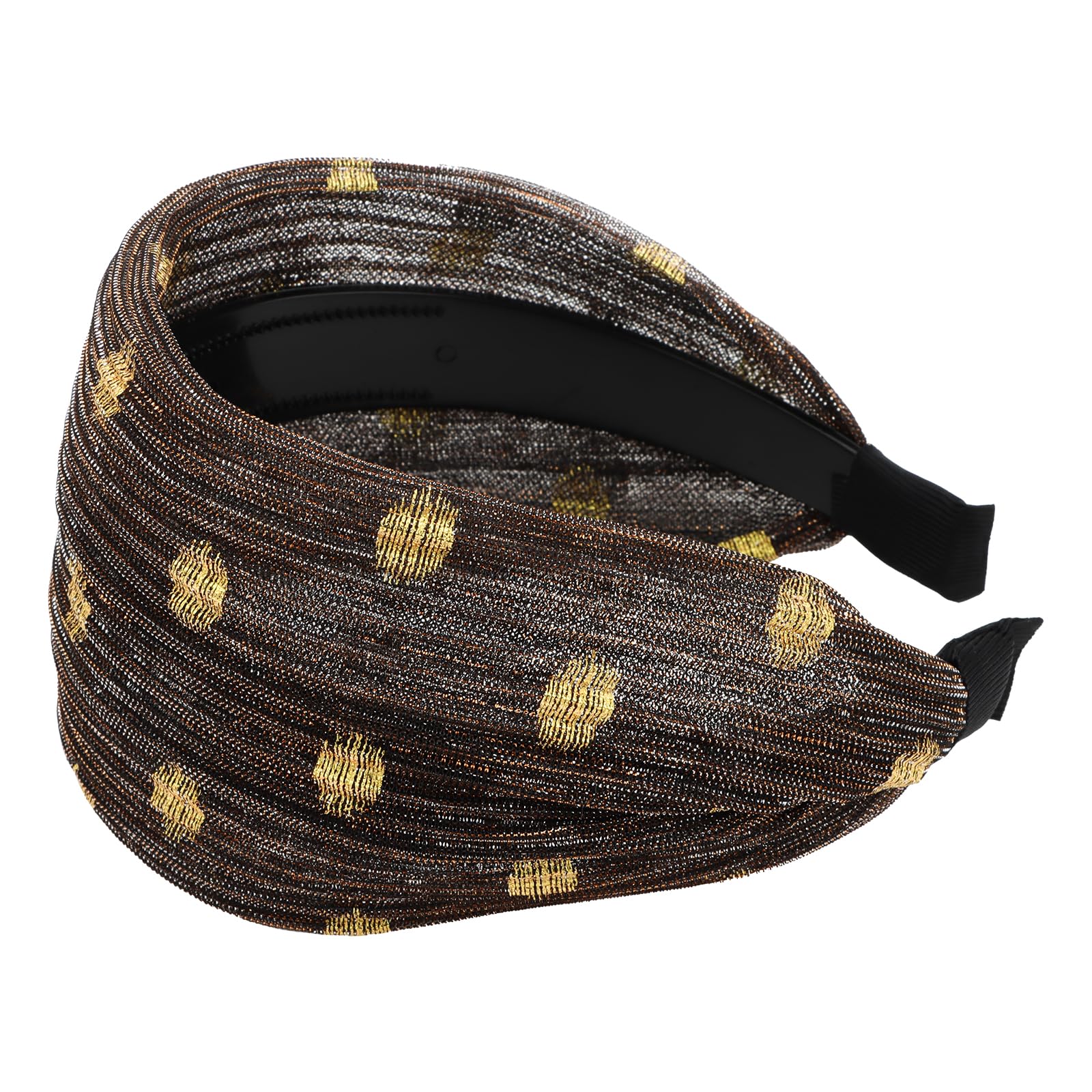 ACO-UINT brown headband with teeth for secure all-day hold.