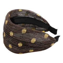 ACO-UINT brown headband with teeth for secure all-day hold.