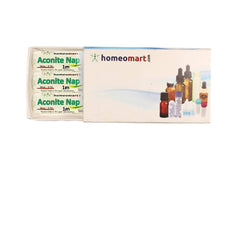 Aconite Napellus homeopathy pellets in glass vial