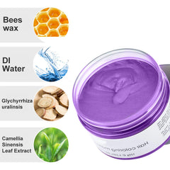 Acosexy masquerade purple wax color that washes out easily after events.