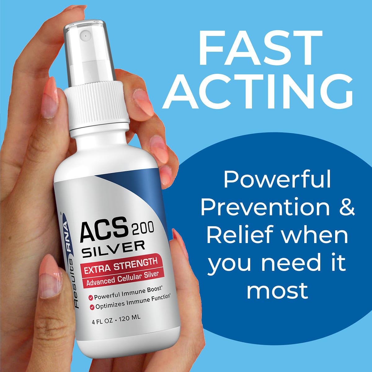 ACS 200 Silver Extra Strength spray bottle in use