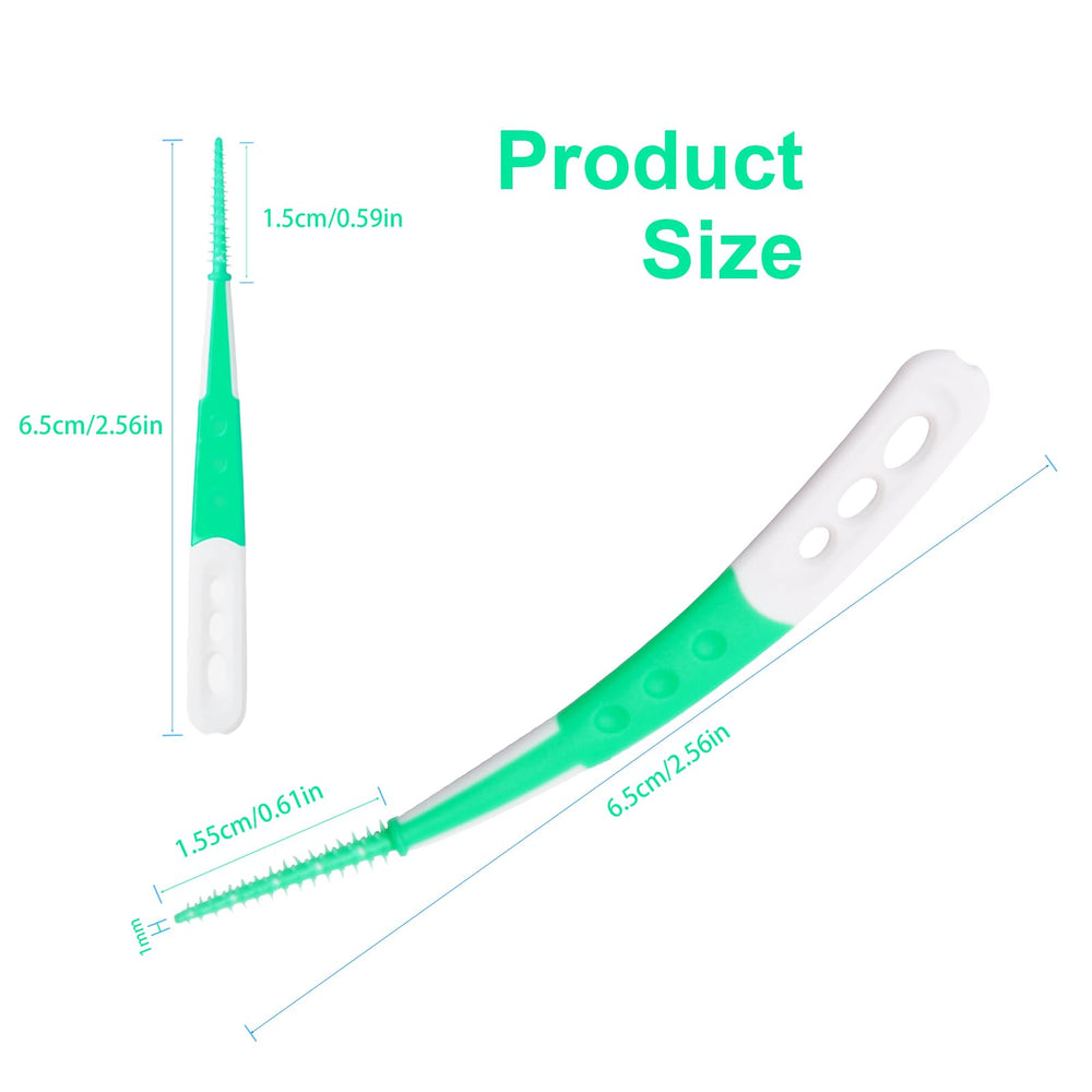 Close-up of straight and curved soft rubber brush heads for ACSKD floss picks