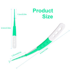 Close-up of straight and curved soft rubber brush heads for ACSKD floss picks