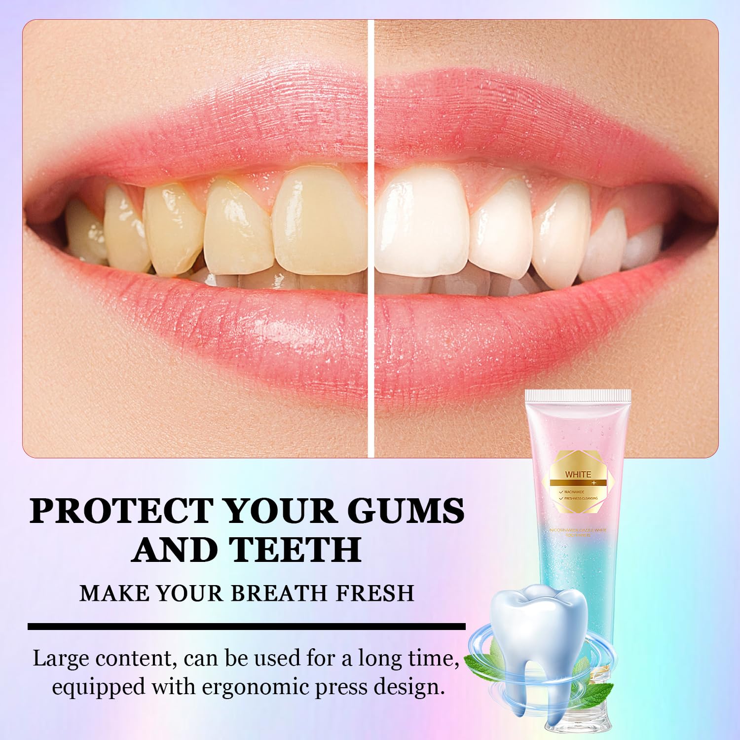 Detail of fresh breath formulation in Acssart toothpaste