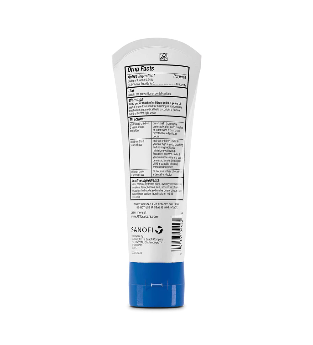 Three 4.6 oz ACT Kids Anticavity Fluoride Toothpaste tubes in Bubble Gum Blowout flavor