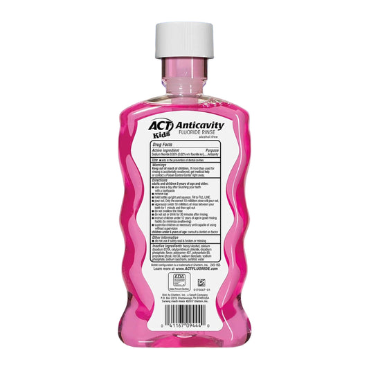ACT Kids Bubblegum Blowout Fluoride Rinse packaging with box and bottles