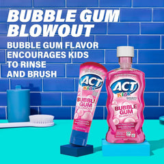 Kid-friendly dosing cup included with ACT Kids Bubblegum Blowout Rinse
