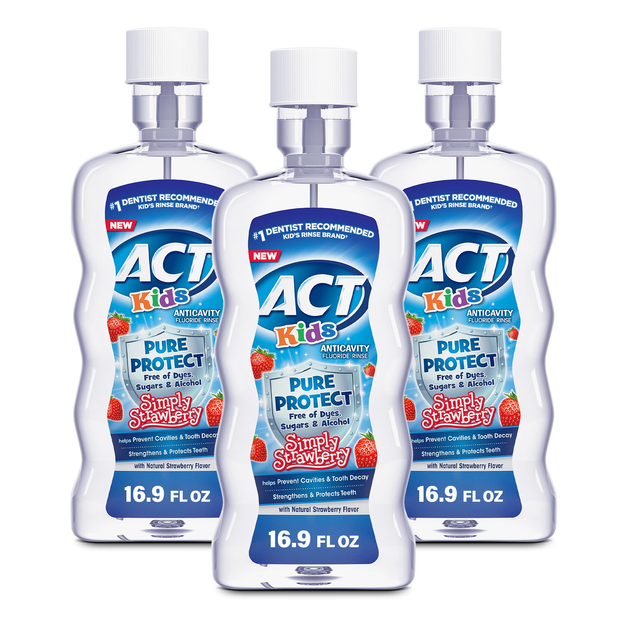 ACT Kids Simply Strawberry anticavity fluoride mouthwash bottle front