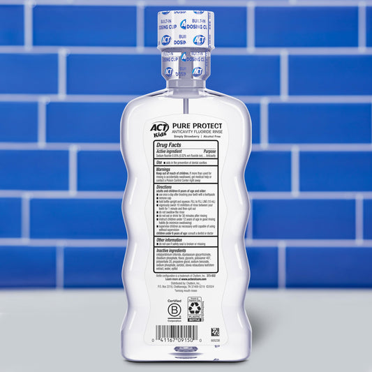 Three-pack packaging for ACT Kids Simply Strawberry mouthwash
