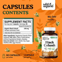 Actaea racemosa black cohosh root capsules illustration