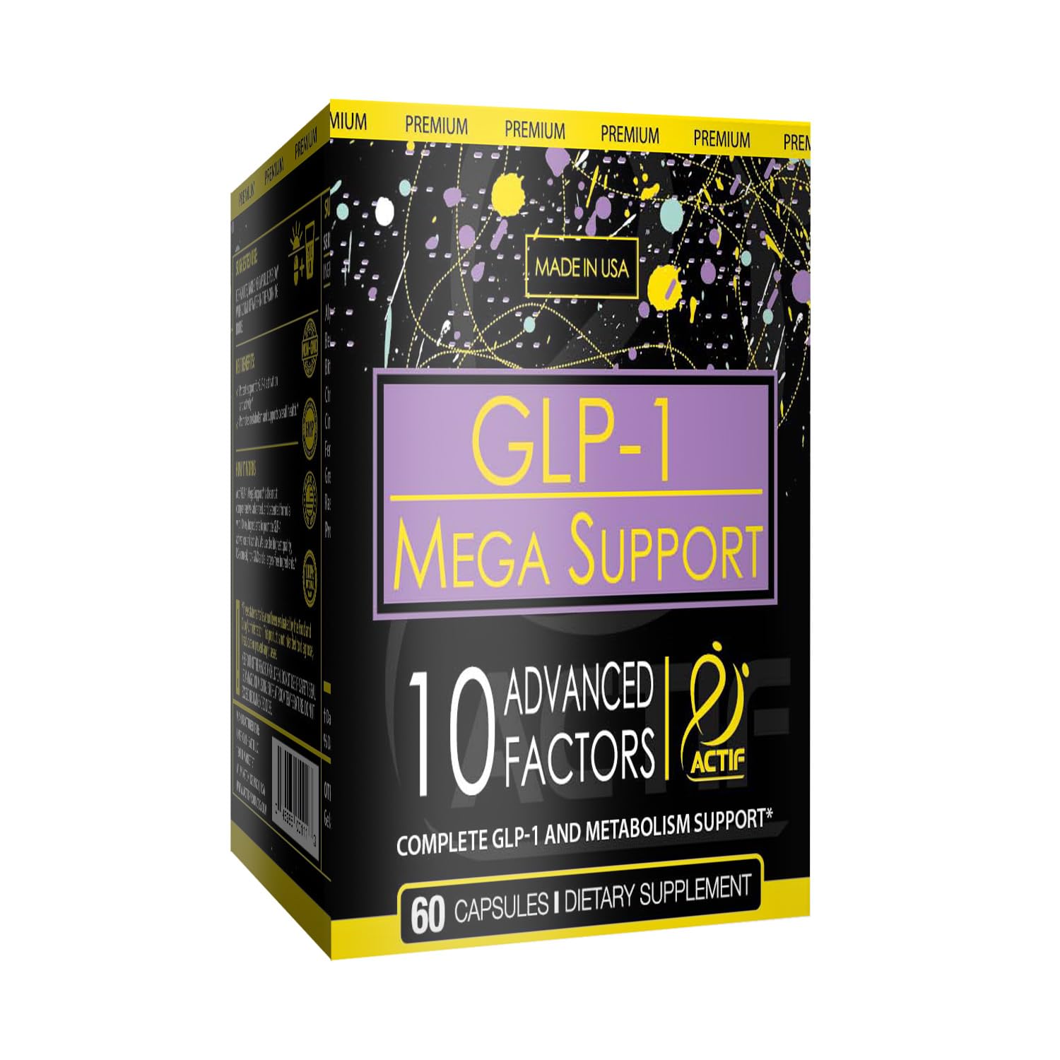 Made in USA badge on ACTIF GLP-1 Mega Support packaging