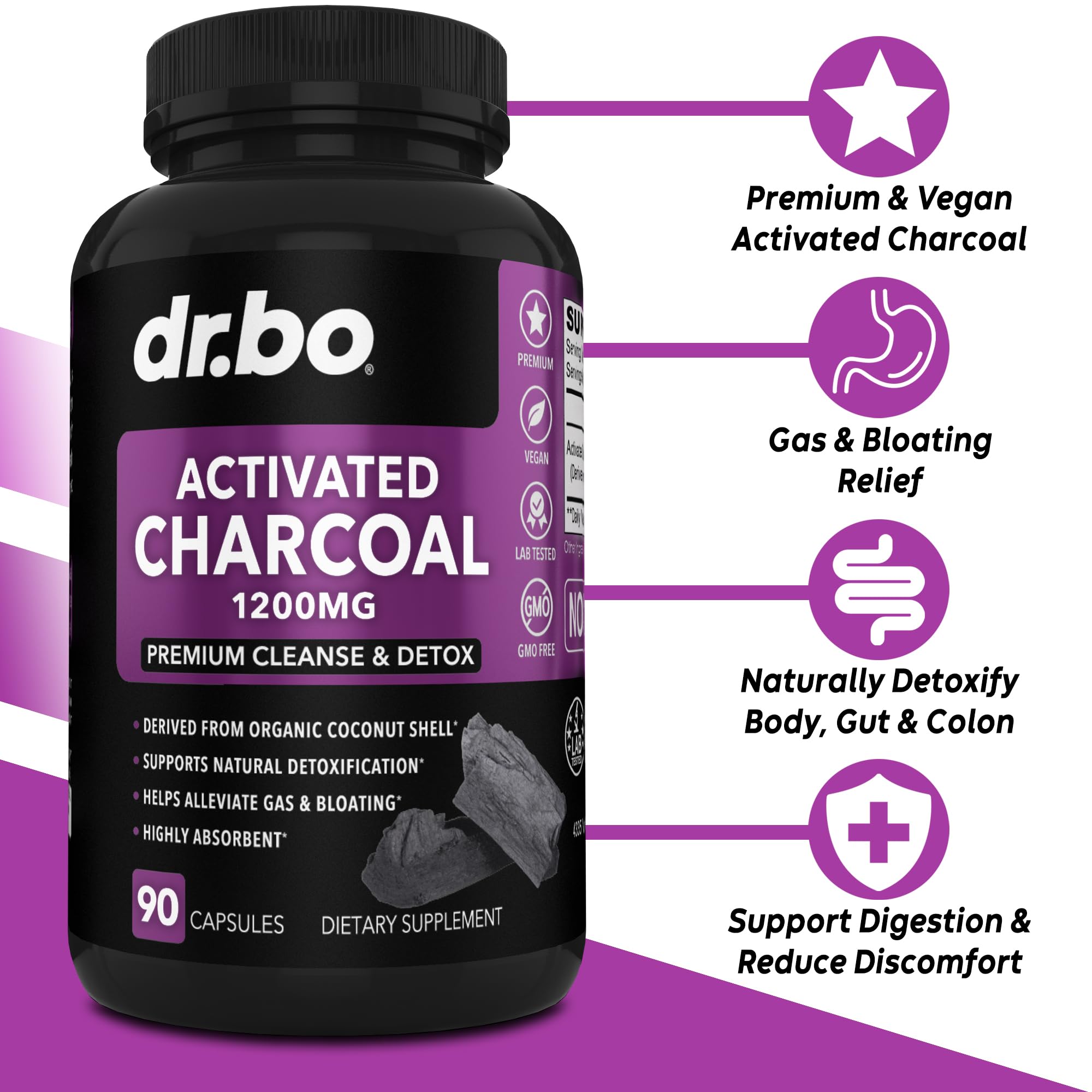 Organic coconut charcoal capsules for gas relief