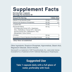 Plant-based ingredients including pomegranate extract, vitamin C, and coffee berry
