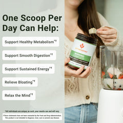 ACTIVATEDYOU Morning Complete tub close-up highlighting prebiotics for gut wellness.