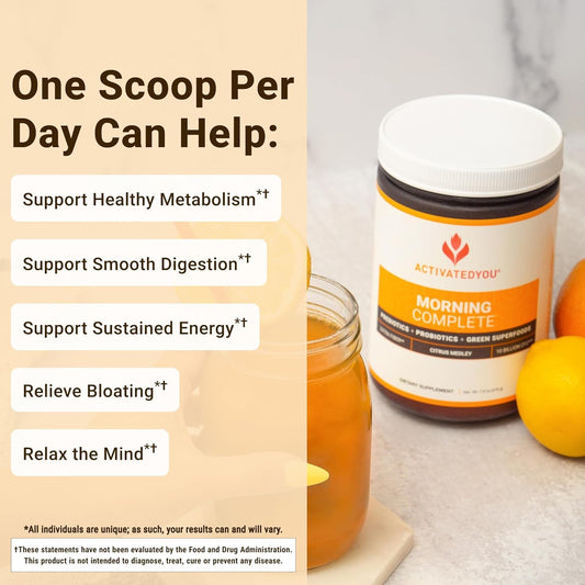 Morning Complete Citrus Medley 3-pack packaging on kitchen counter