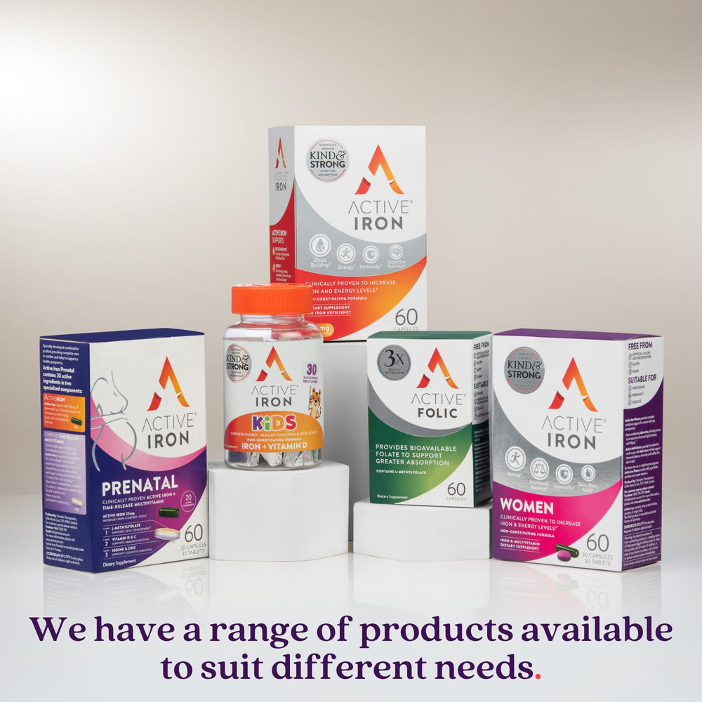 Product packaging and nutrition information for Active Iron Prenatal