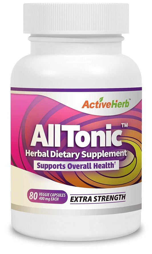 ActiveHerb AllTonic bottle with 80 vegetarian capsules