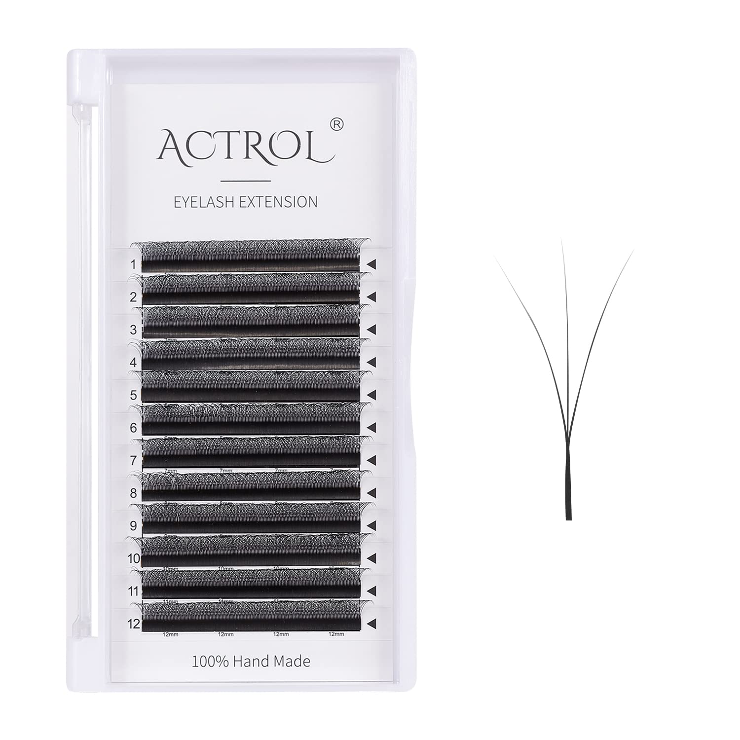 ACTROL 3D W lashes extension bundle in soft matte black fibers for comfortable wear