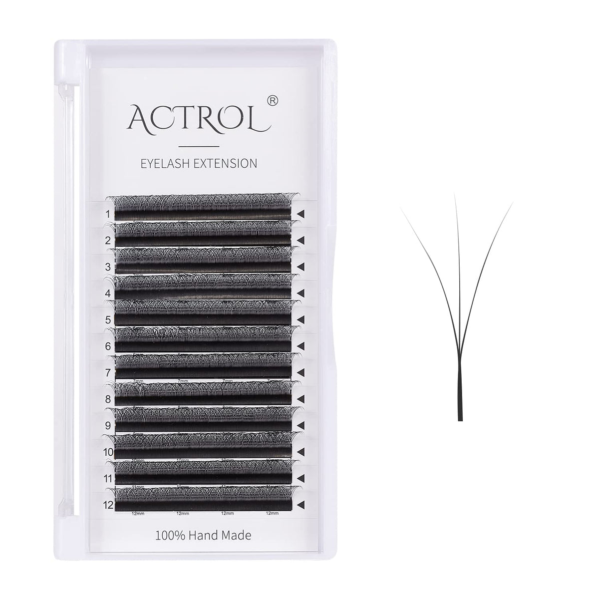 ACTROL 3D W lashes extension bundle in soft matte black fibers for comfortable wear