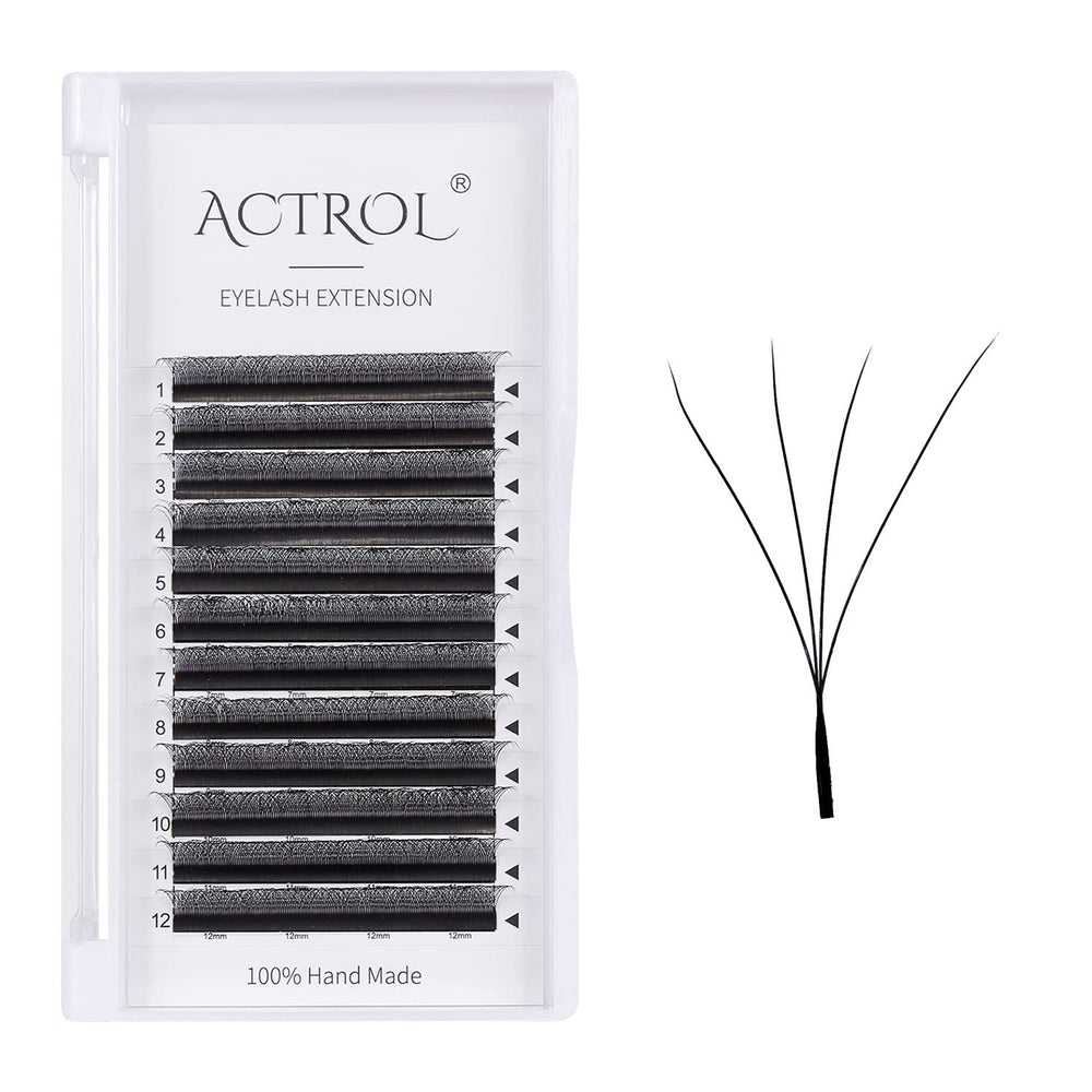ACTROL 4D W lashes extensions black 0.07mm C curl 13mm – soft, lightweight comfort.