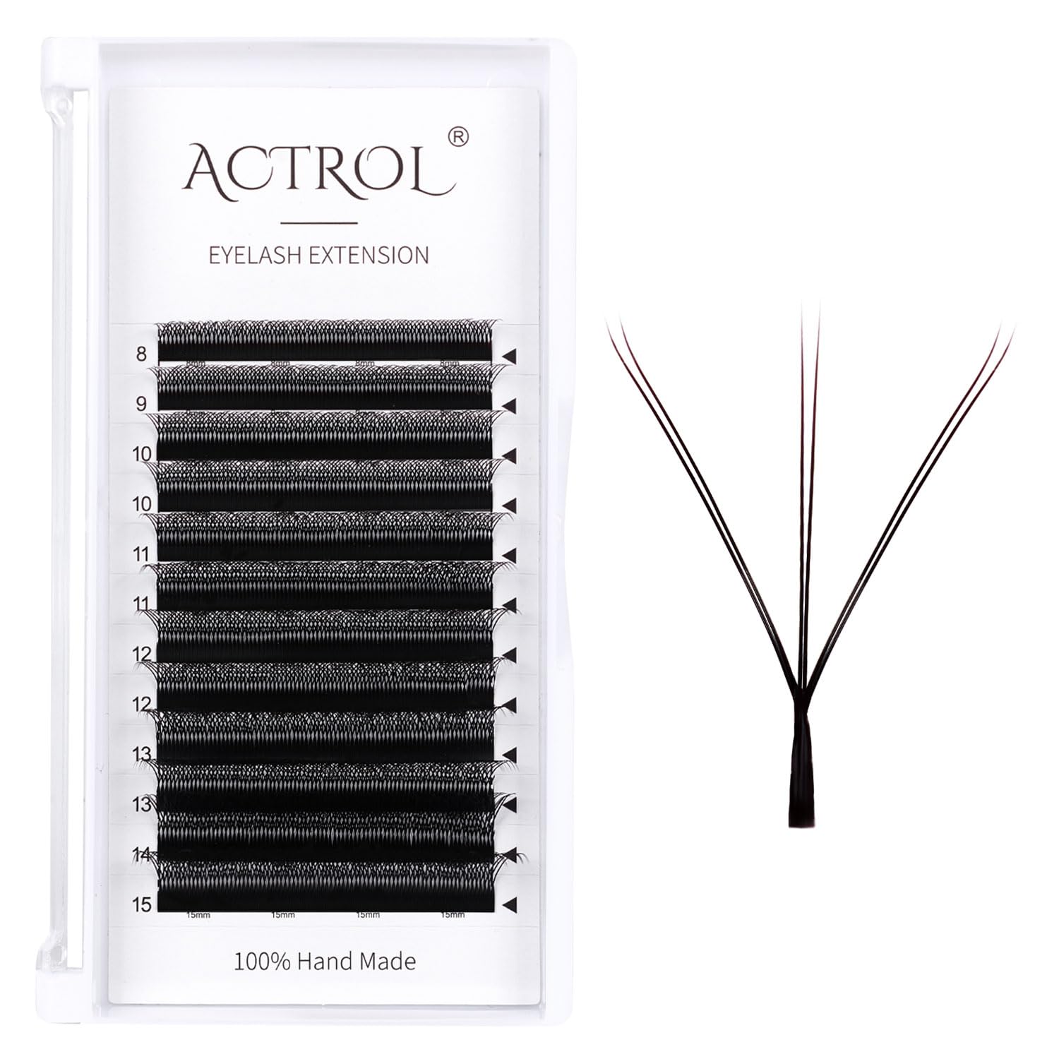 ACTROL W eyelash extensions with 6D WW shape for fuller, natural-looking lashes