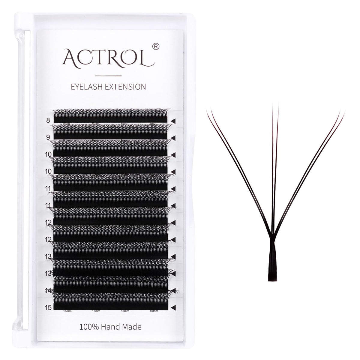 ACTROL W eyelash extensions with 6D WW shape for fuller, natural-looking lashes