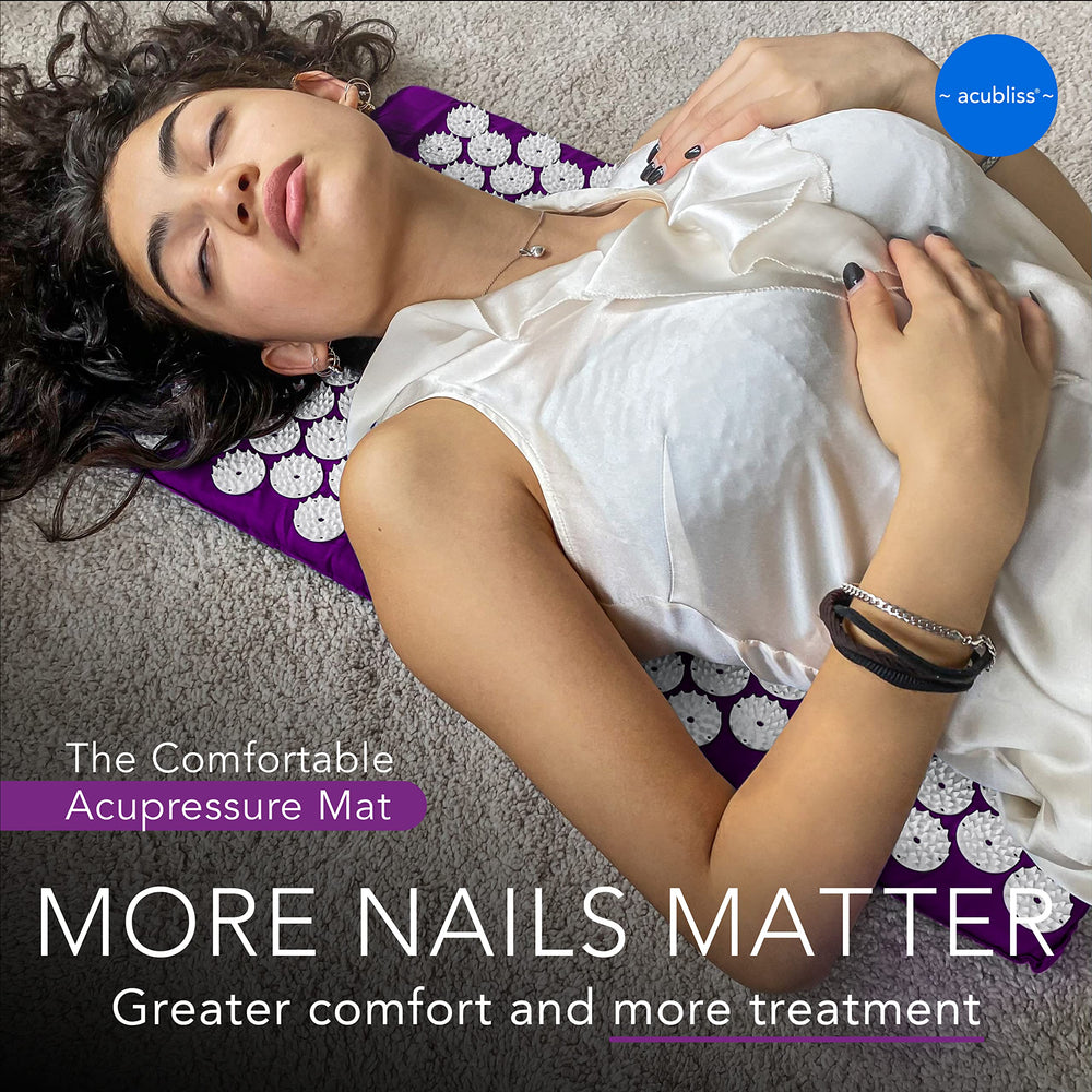 Close-up view of non-toxic nails on Acubliss mat plates
