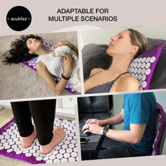 Acubliss purple mat paired with drawstring bag for portability