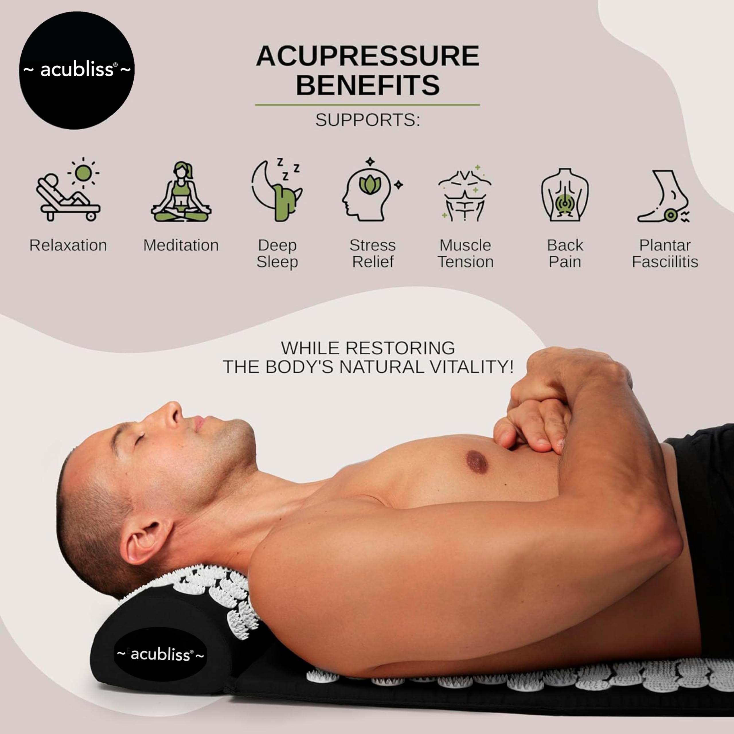 Travel-friendly Acubliss mat demonstrating compact size