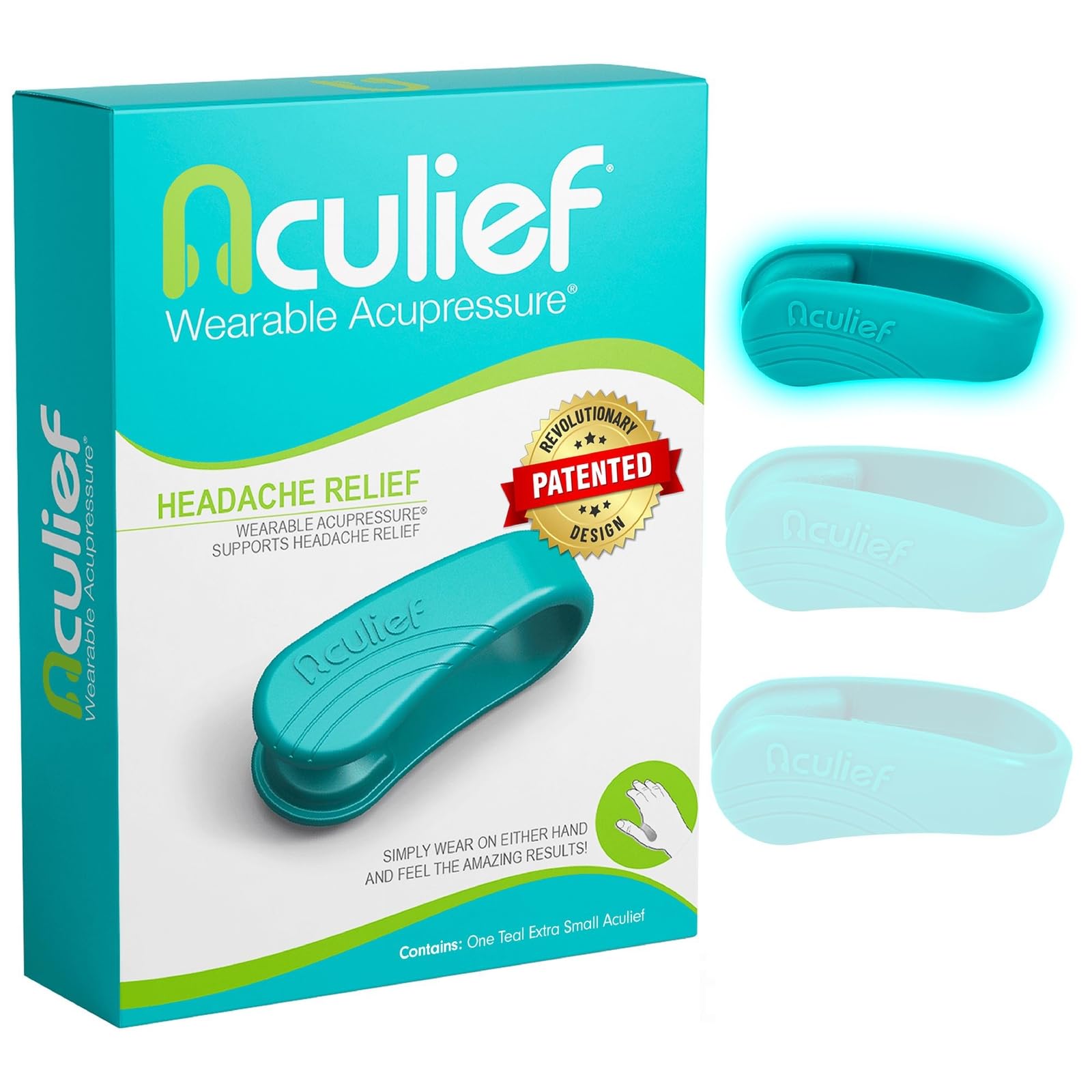 Aculief hand clip Teal X-Small worn on hand