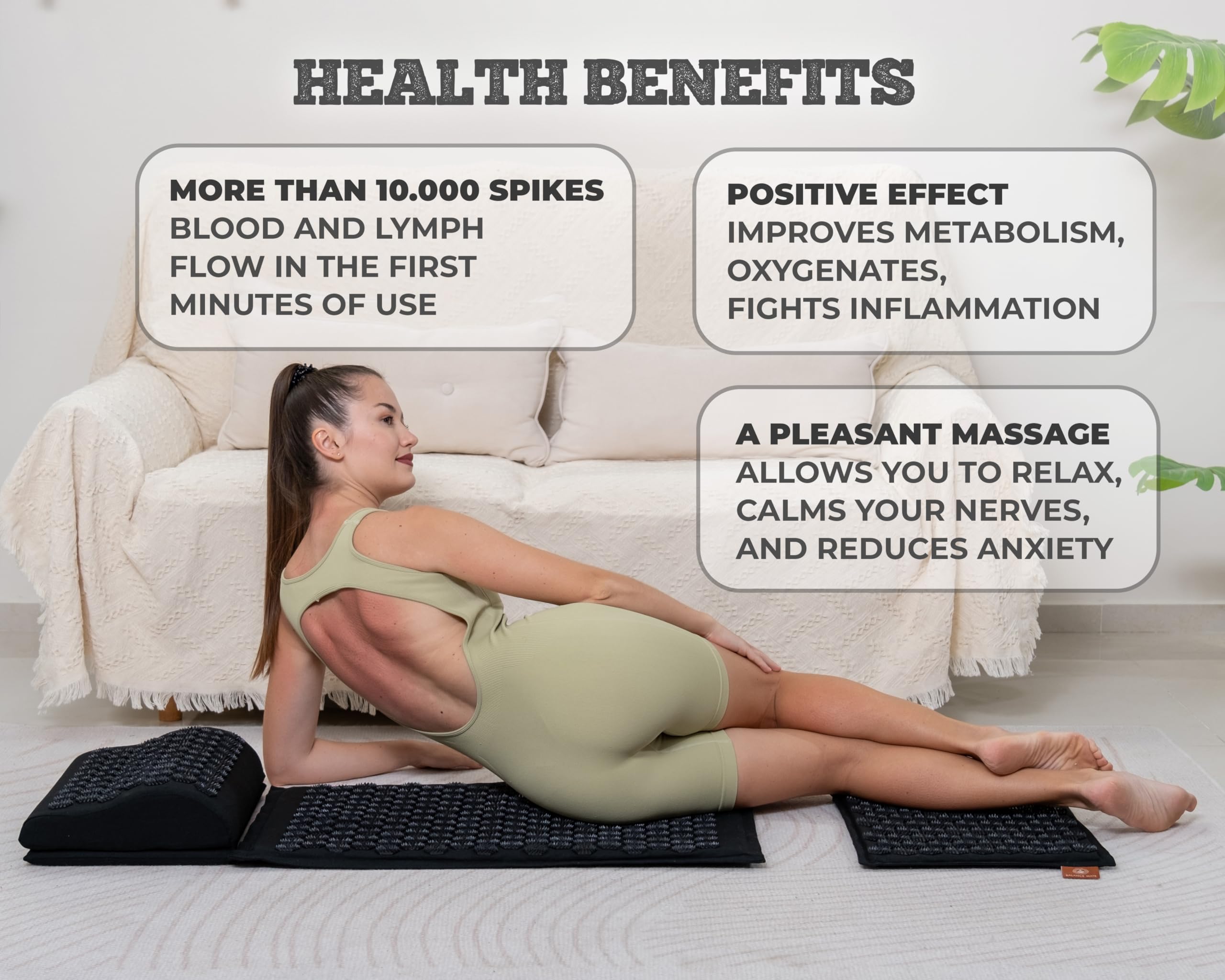 Home use setup in living room with mat ready for relaxation
