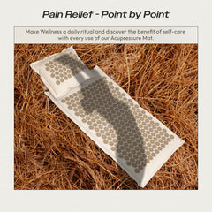 Extended 29-inch acupressure mat with pillow on natural linen
