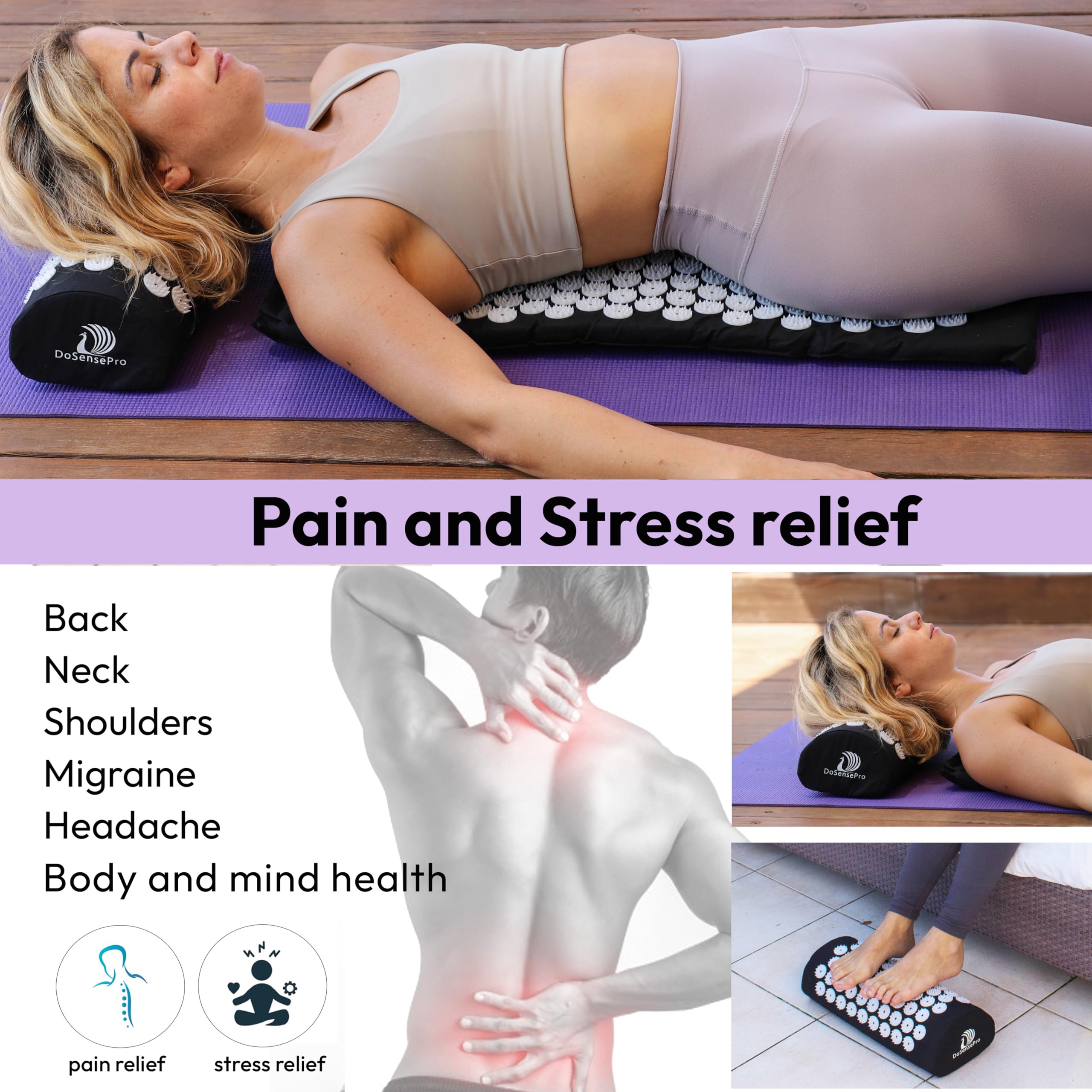 Pillow aligned with the mat for back and neck relief
