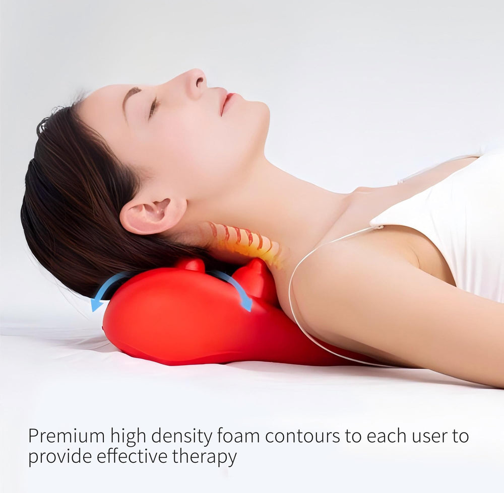 Close-up of neck pillow acupressure knobs and points