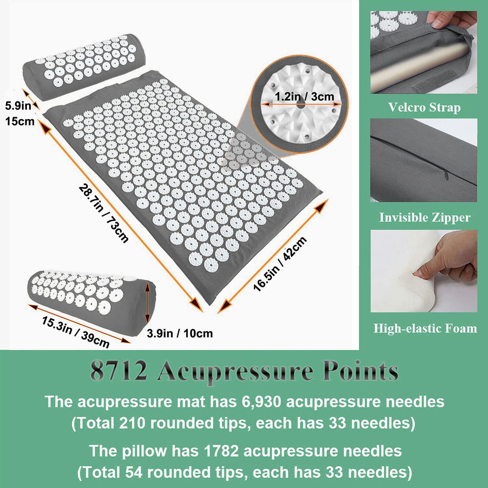 Front view of gray Acupressure Pillow