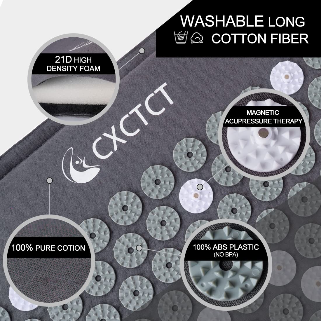 Acupressure pillow for neck in grey