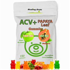 ACV Gummies and Papaya Leaf Gummies bottle label front view