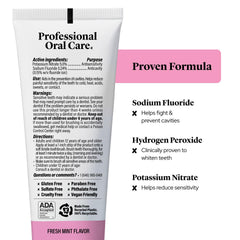 ADA approved seal with dentist-developed branding and recyclable packaging