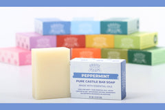 Adams Handmade Soap Peppermint Pure Castile bar USA-made craftsmanship in small batches.