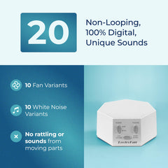 Dial-closeup of LectroFan Classic showing precise volume control and controls.