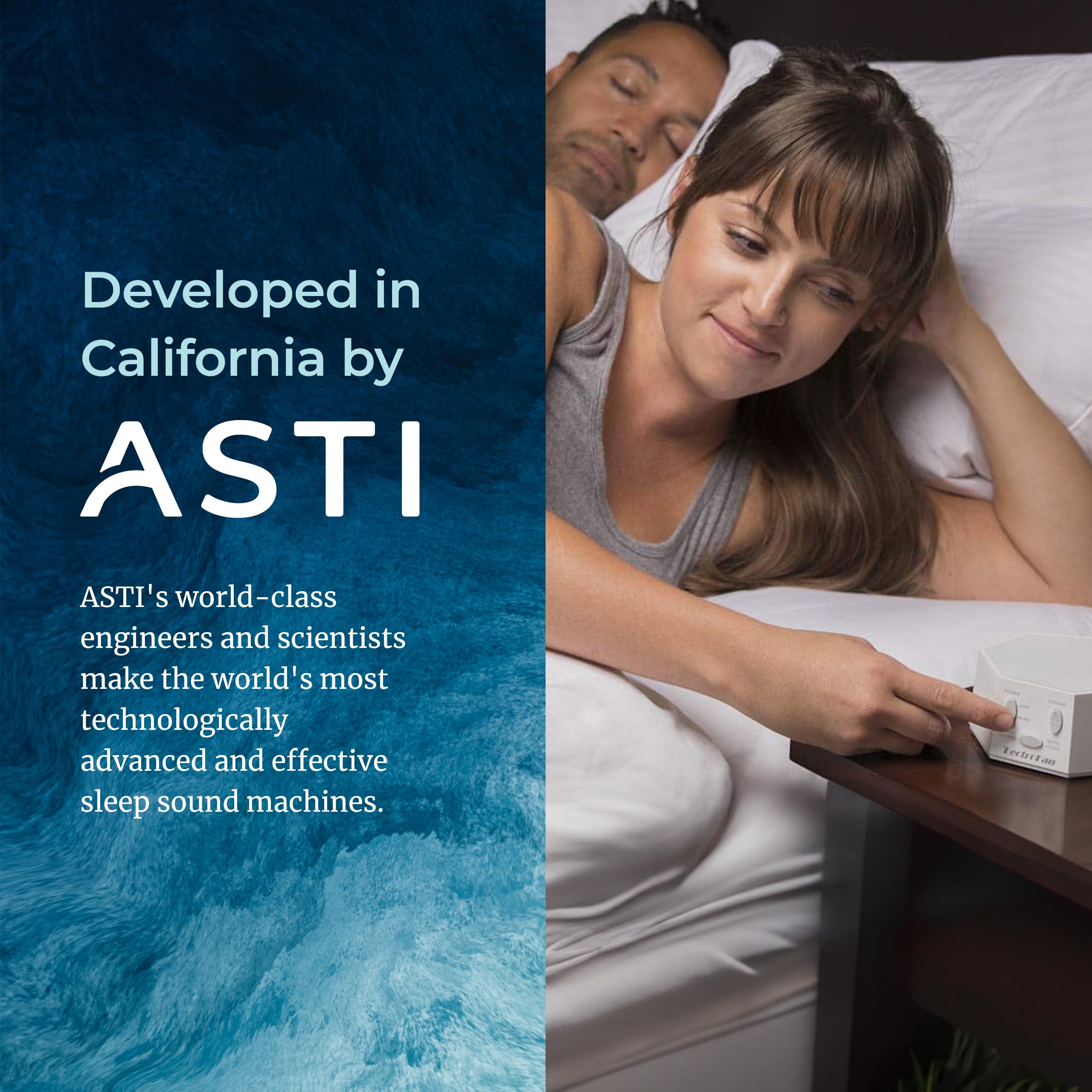 LectroFan Classic USB-powered setup emphasizing portable convenience.