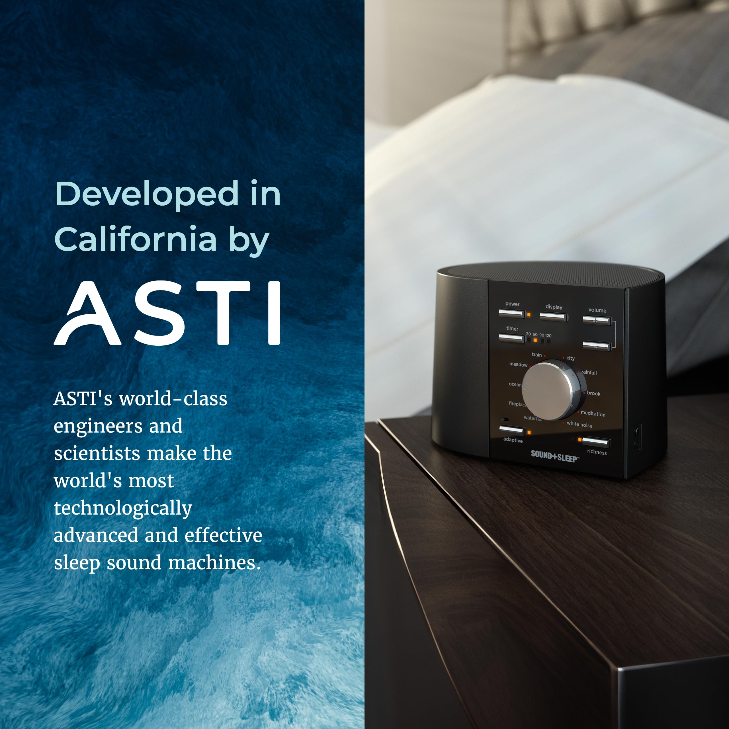Sound+Sleep bedroom setup demonstrates practical use for sleep and focus.