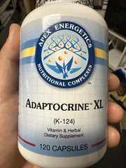 Bottle showing 120 capsules for Adapto-Crine XL