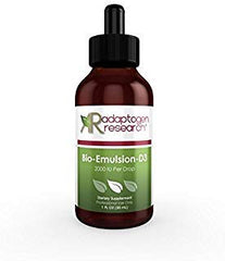 Adaptogen Research Bio-Emulsion-D3 2000 IU per drop emulsified liquid Vitamin D bottle